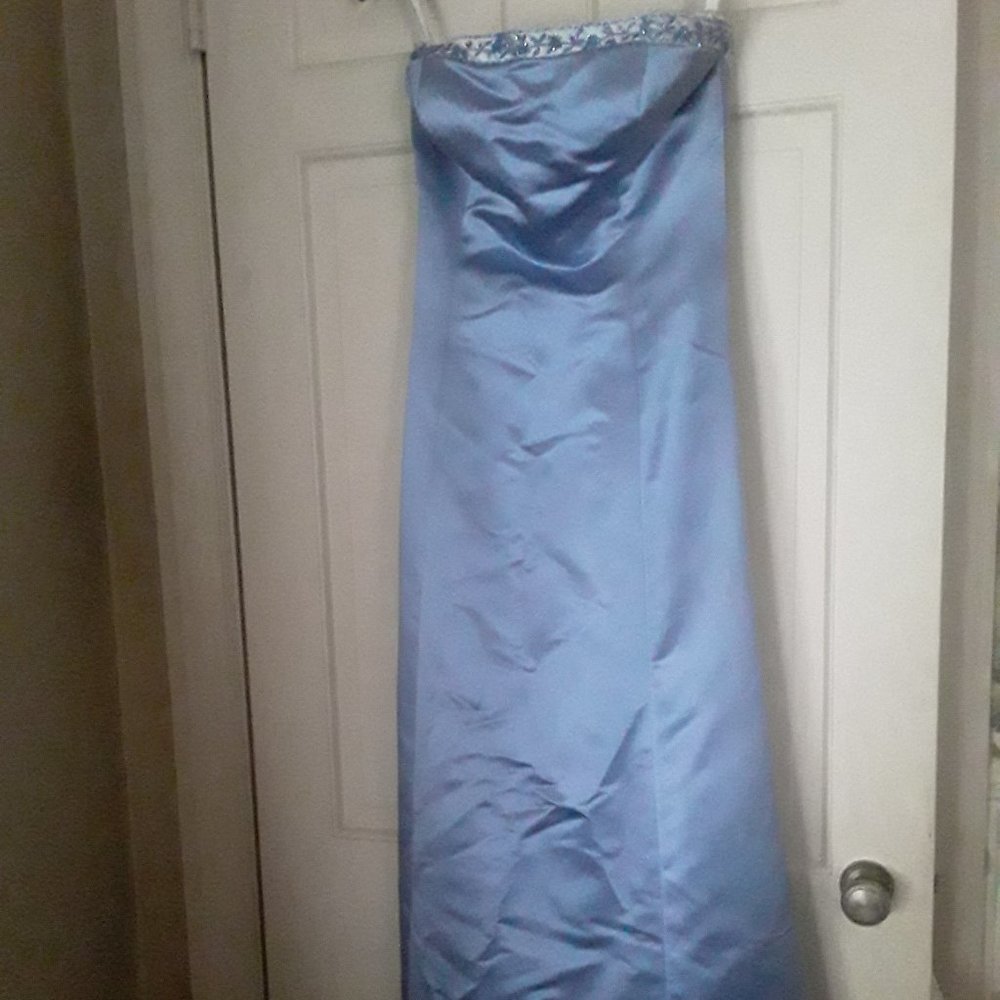 Sexy Designer gown Blue and silver Bill Levkoff 10